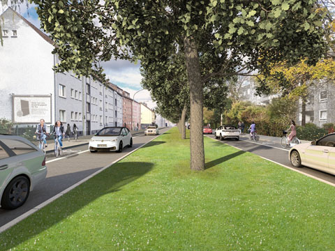 Visualisierung zum Straßenrückbau in Essen
